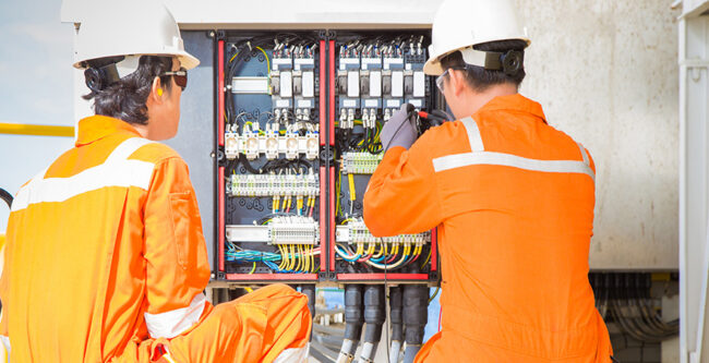 MTCS Skills Assessor Training for Competence Certification A skills assessor overseeing a worker on an oil & gas platform